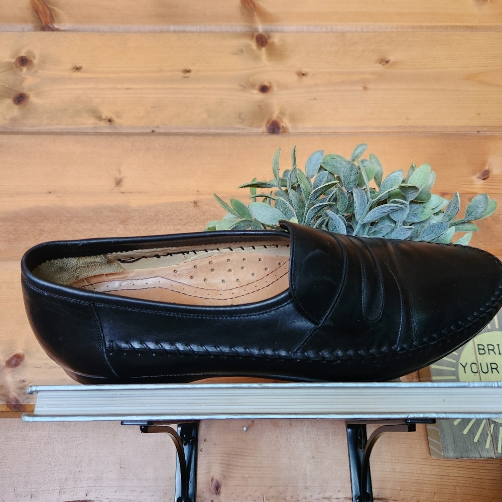ECCO Black Leather Moc Toe Driving Penny Loafers Comfort Dress Shoes Men Sz 11 D - Picture 3 of 12